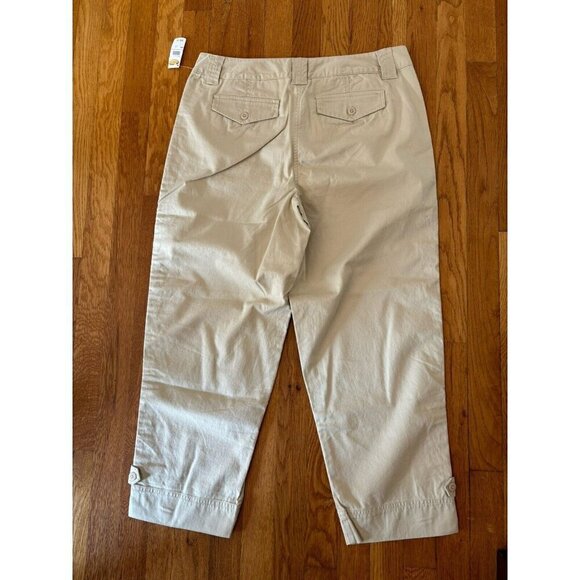 NWT Talbots Womens Size 12 Khaki Pants Tuxedo Stripe Stretch Cotton Blend Ankle - Picture 3 of 5